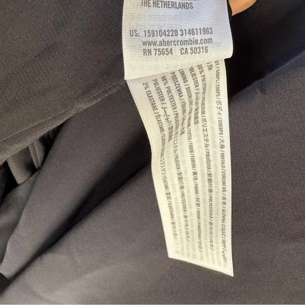 NWT Abercrombie & Fitch Off-The-Shoulder Ruched Black Side Slit Midi Dress Small - Picture 12 of 13
